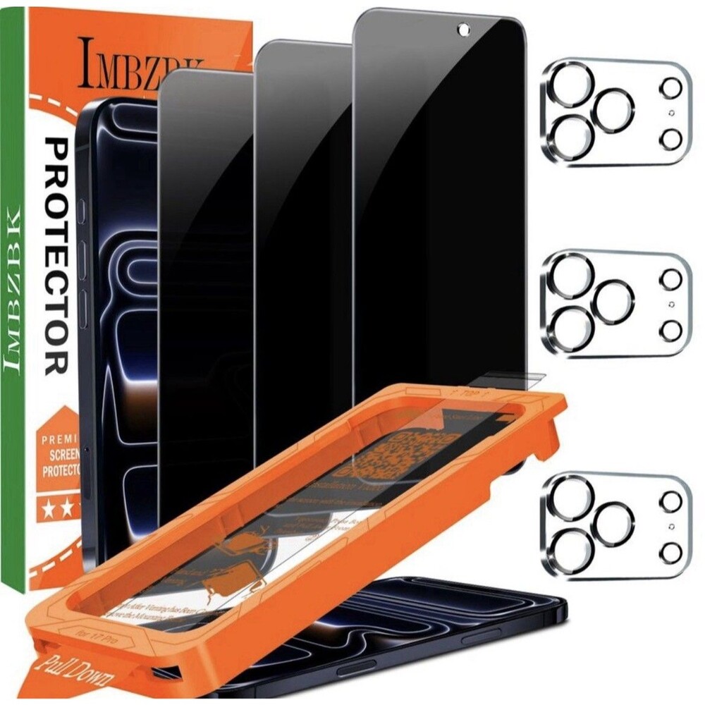 IMBZBK [Auto-Dust Removal] 3 Pack iPhone 17 Pro 6.3 inch, 17 Pro-Black